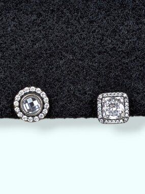 Pandora Sterling Silver & CZ Mismatched (Single) Stud Earrings